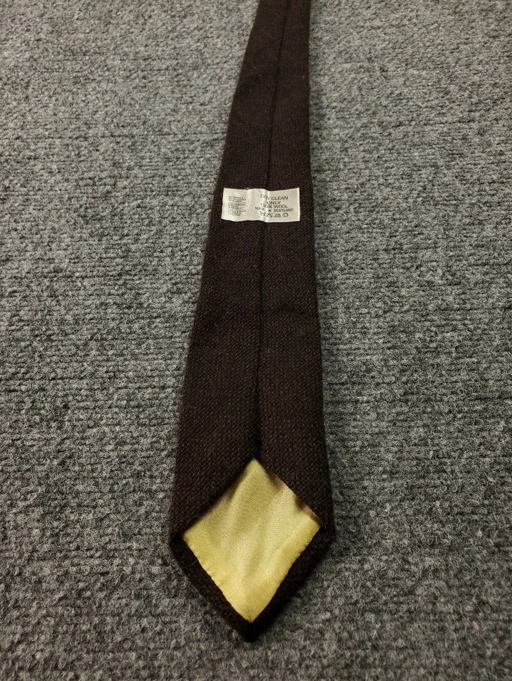 Wool Necktie Made In Scotland Solid Brown Flecked Classic Tie Dark Academia